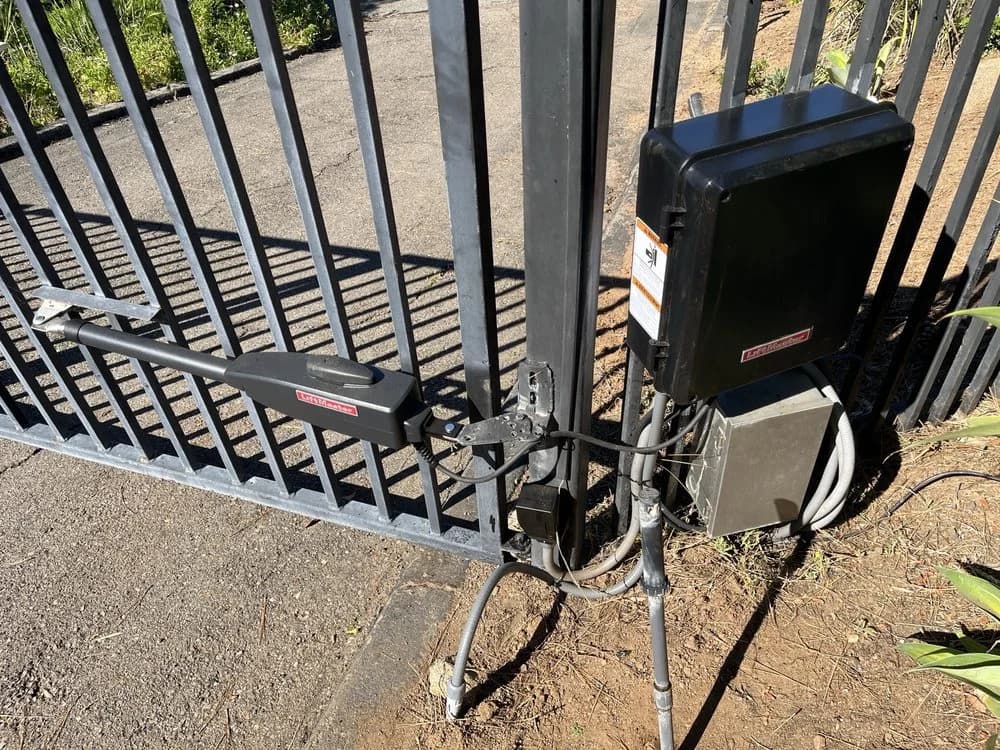 D J.’s Yelp photo of the new gate arm and control system after replacement